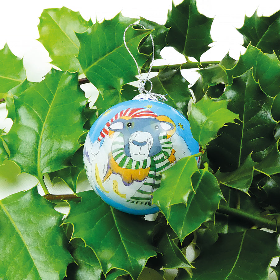 Emma Ball Sheepy Hand-Painted Glass Bauble (hanging)