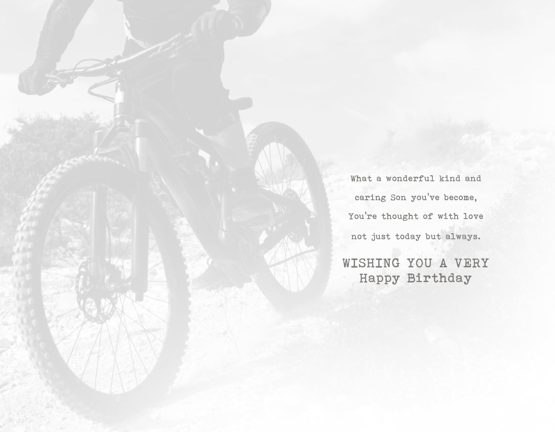 Son Bike Birthday Greeting Card (inside)