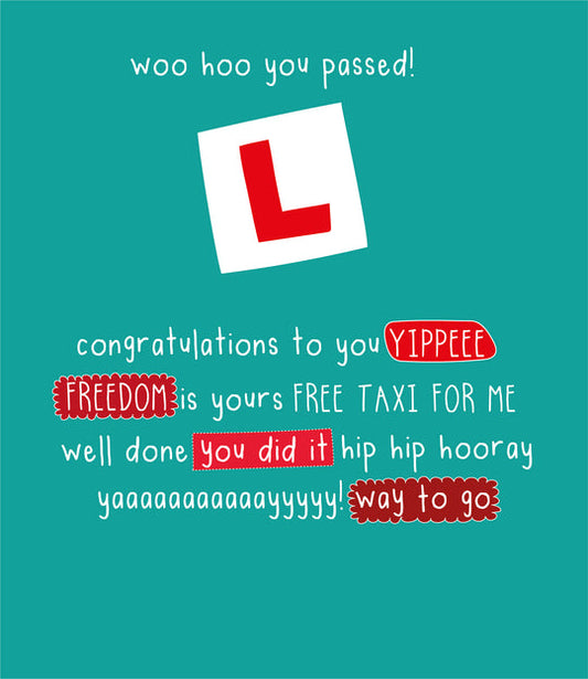 Woo Hoo You Passed Driving Test Greetings Card
