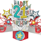 21st Birthday Stars - Pop Up Greetings Card