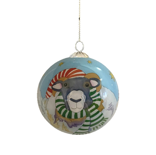 Emma Ball Sheepy Hand-Painted Glass Bauble