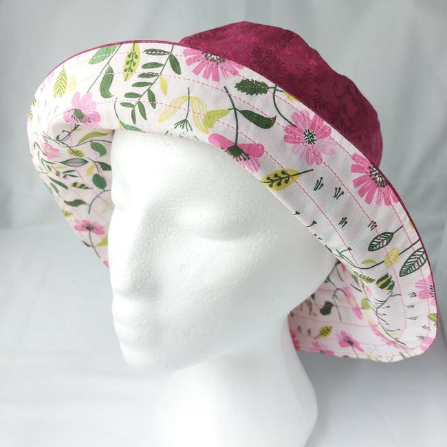 Aster Flowers - Reversible Bucket Hat (Magenta Side)