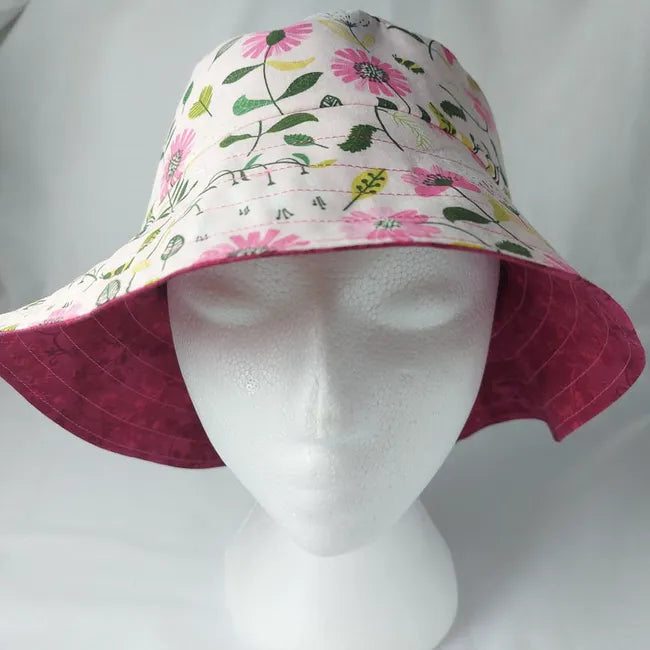 Aster Flowers - Reversible Bucket Hat (Flowers Side)