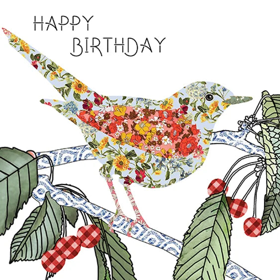 Birthday Card with Bird on Branch
