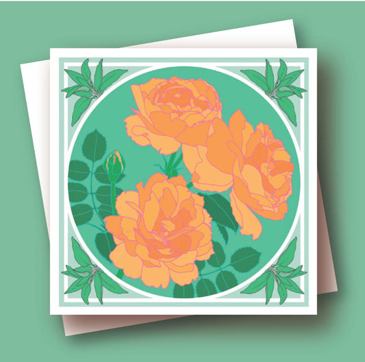 Roses and Sage Umbellifer Botanical Greetings Card