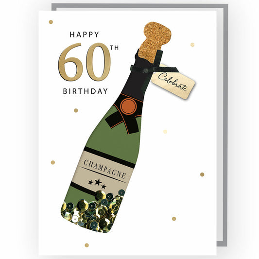 60th Birthday - Champagne Bottle Greetings Card