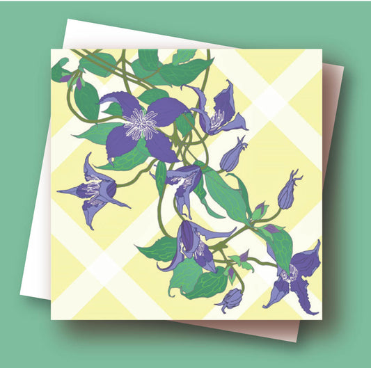 Clematis Blue Pirouette Umbellifer Botanical Greetings Card