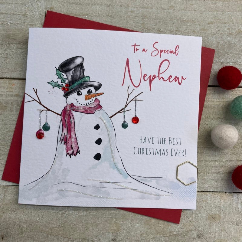Nephew Cute Snowman Christmas Greetings Card