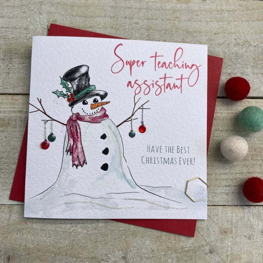 Teaching Assistant Cute Snowman Christmas Greetings Card