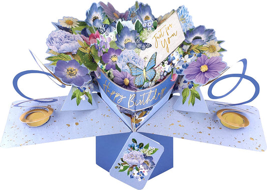 Birthday Bouquet Flowers and Butterflies - Pop Up Greetings Card