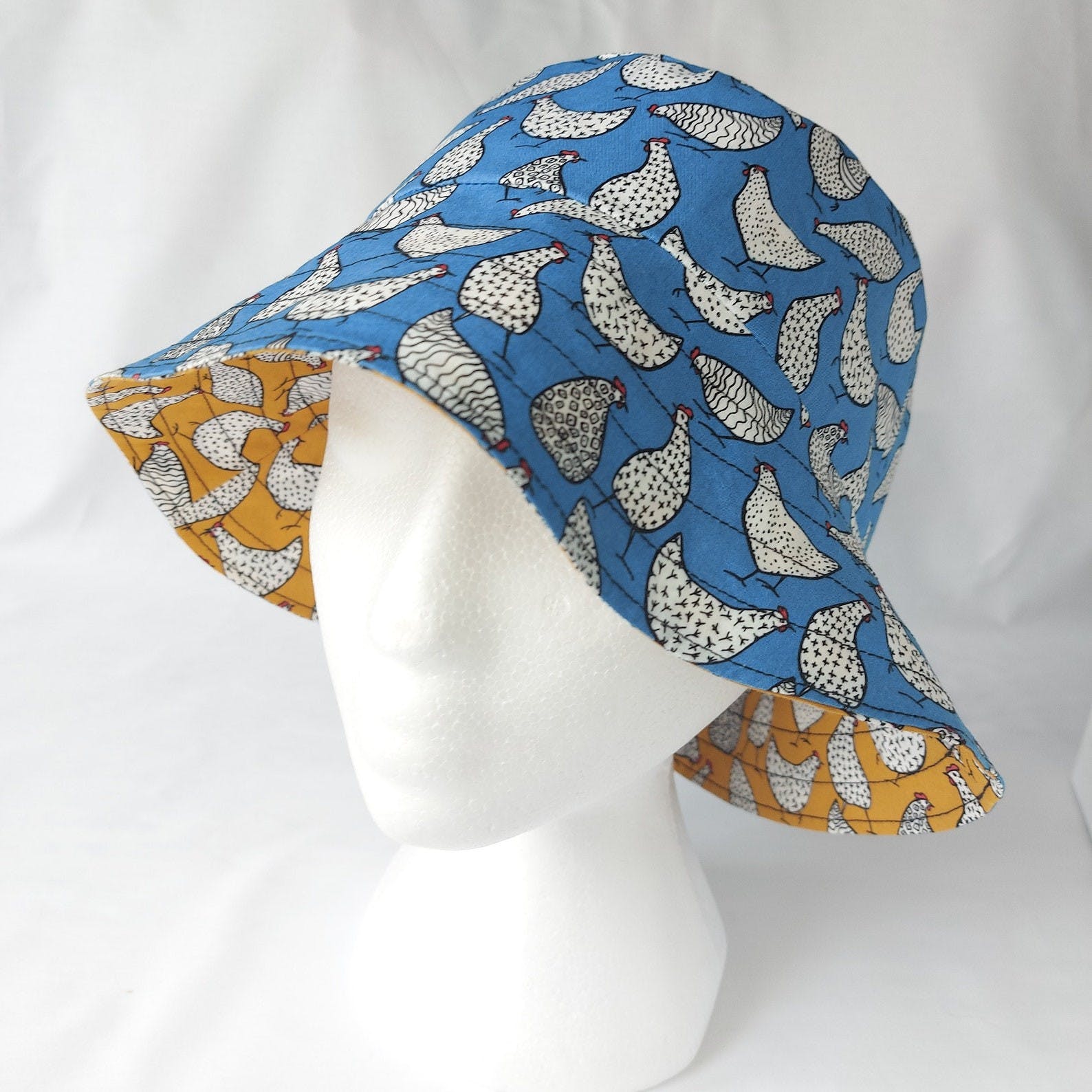 Chickens - Reversible Bucket Hat (Blue Side)