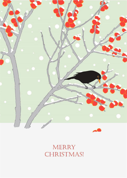 Blackbird & Berries Umbellifer Charity Christmas Card