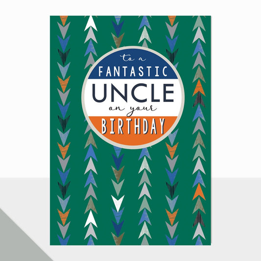 "To a Fantastic Uncle on your Birthday" produced with a embossed spot-UV finish.