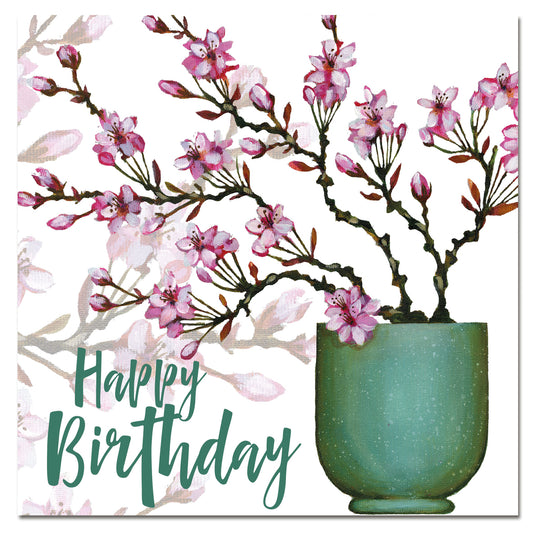 Cherry Blossom Happy Birthday Greetings Card