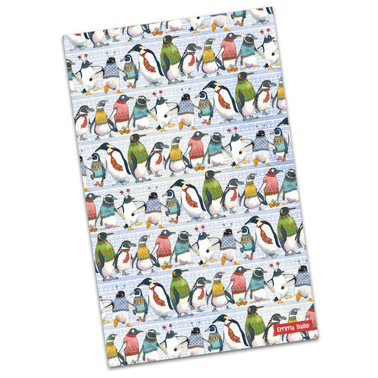 Emma Ball Penguins in Pullovers Tea Towel