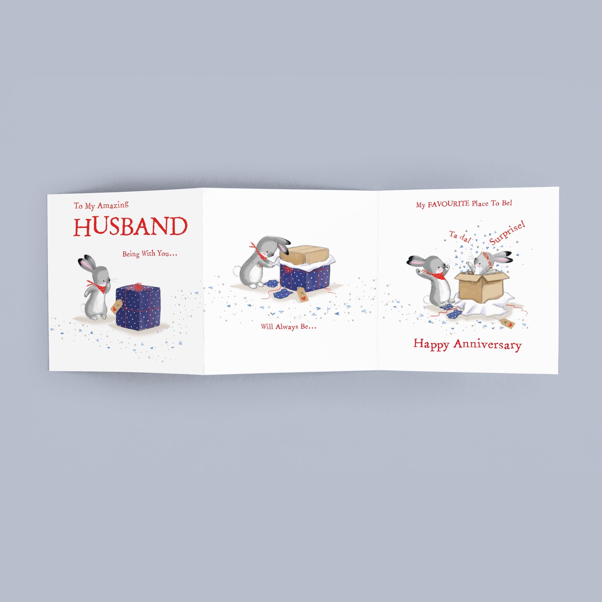 Amazing Husband Anniversary 3 Page Folding Greetings Card
