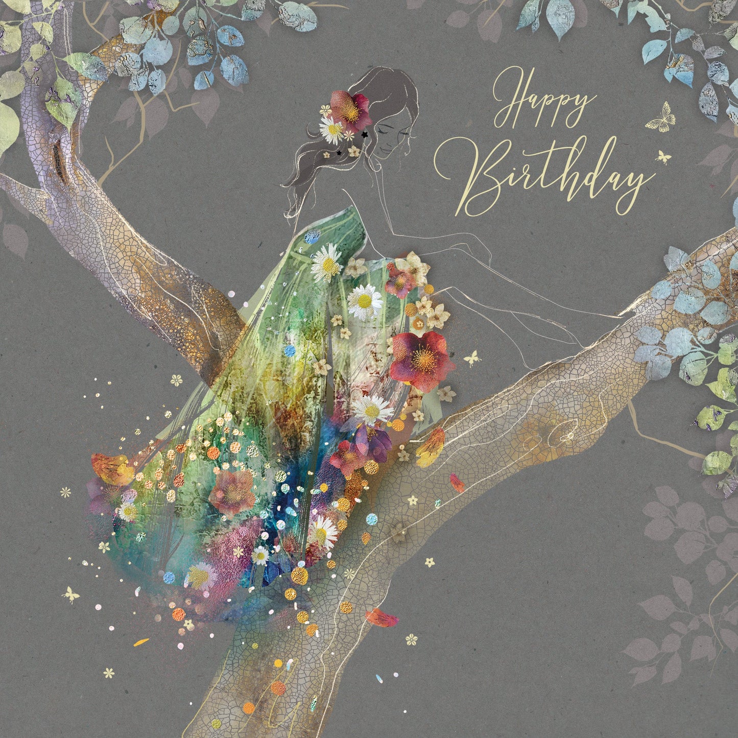 Woman In A Tree Birthday Greetings Card