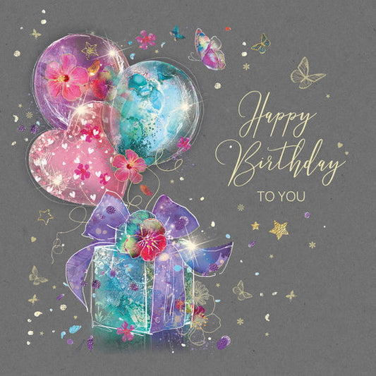 Balloons and Present Birthday Greetings Card