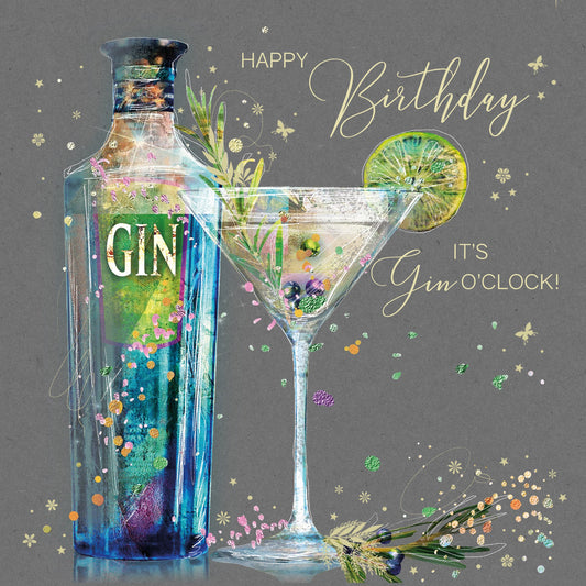 It's Gin O'Clock Birthday Greetings Card