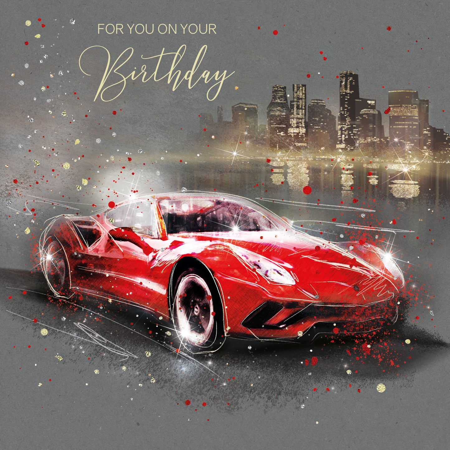 Red Car Birthday Greetings Card