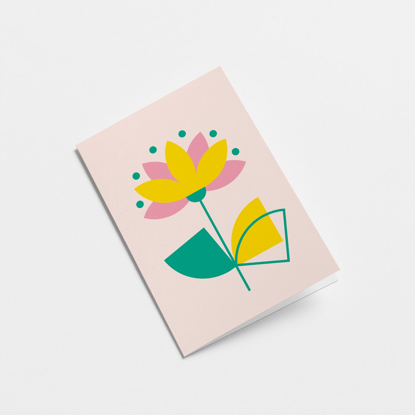 Pink and Yellow Flower Greetings Card