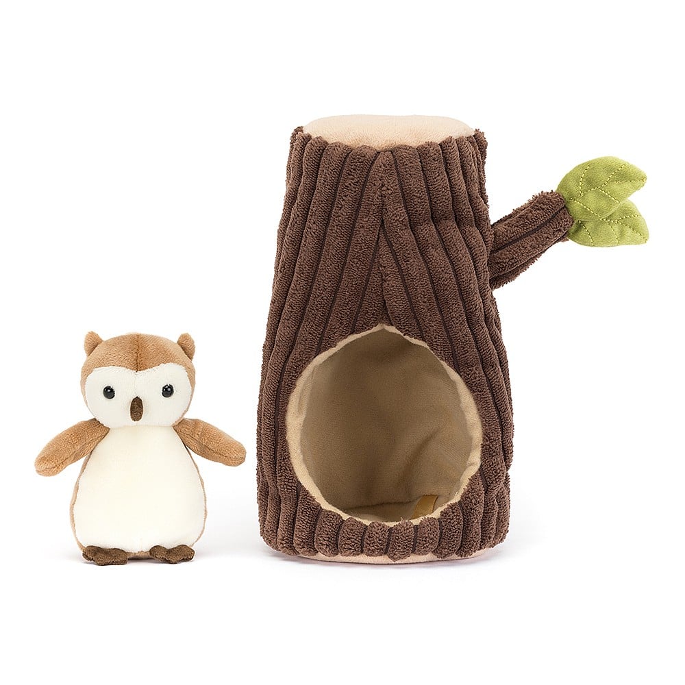 Jellycat Forest Fauna Owl With Tree Trunk