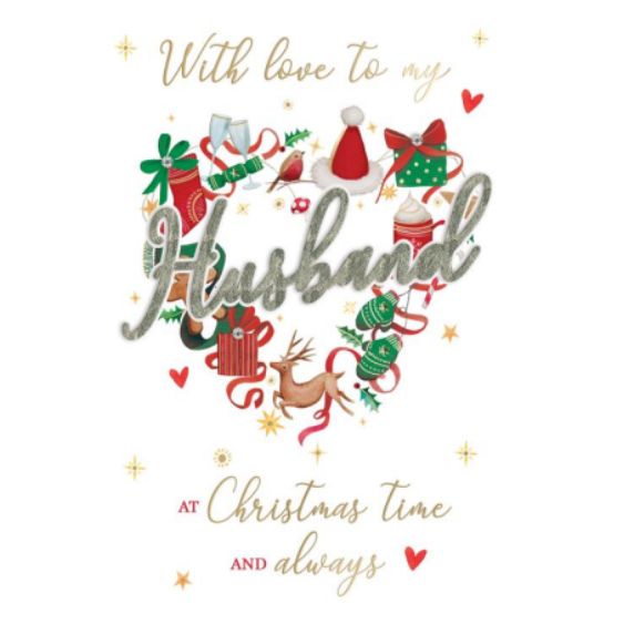Husband Christmas Time and Always Luxury Christmas Greetings Card