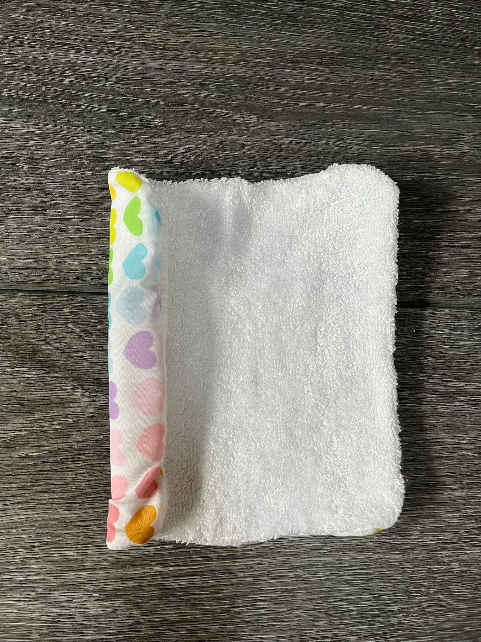 Luxury Cotton and Bamboo Face Flannel - Rainbow Hearts Open