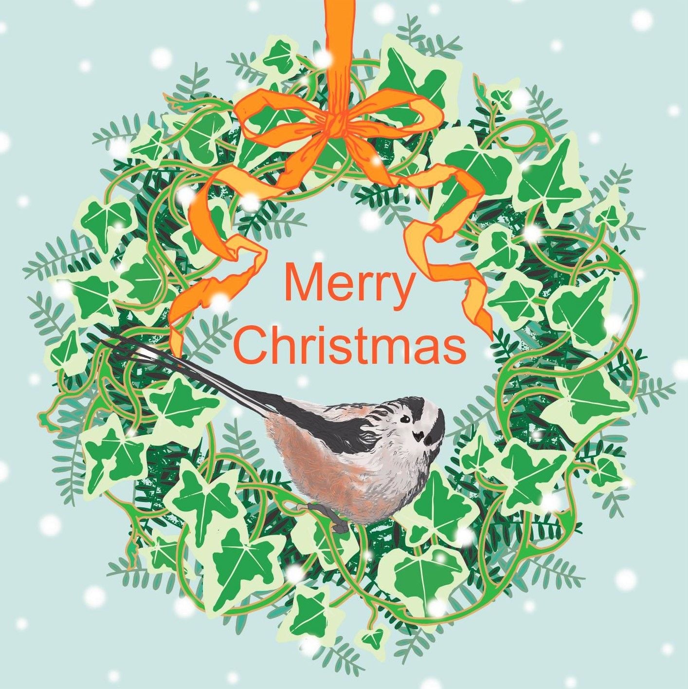 Ivy Wreath & Long-Tailed Tit Umbellifer Charity Christmas Card