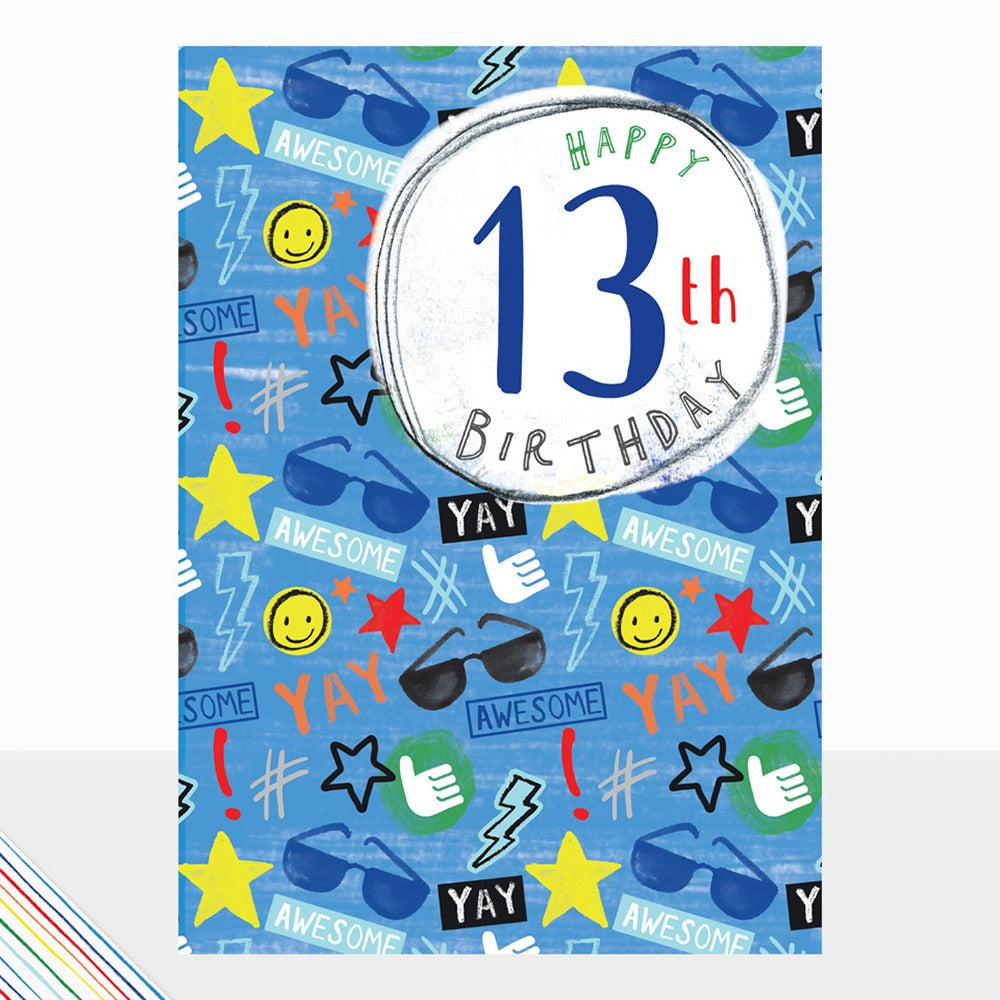 "Happy 13th Birthday" awesome design produced with a foil finish.