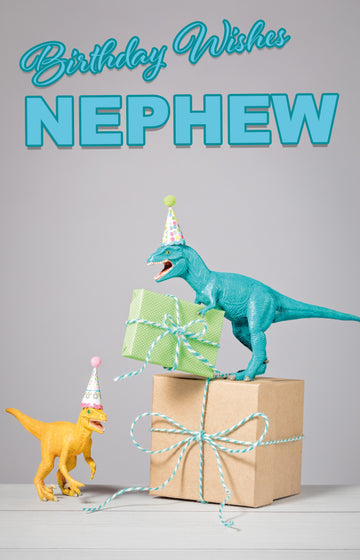 Nephew Dinosaur presents Birthday Greeting Card
