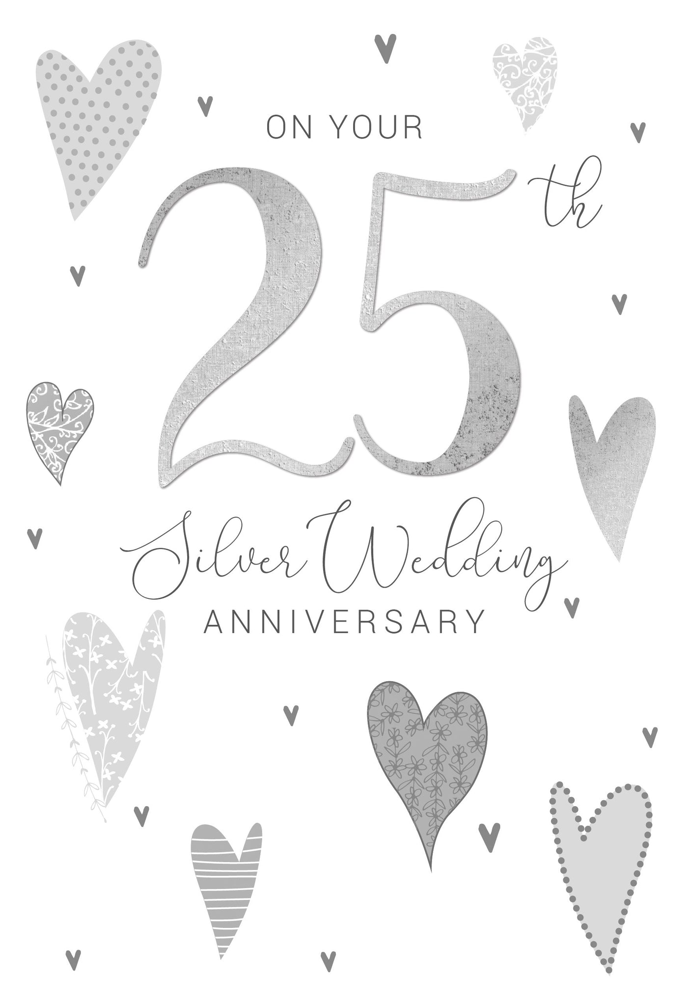 Silver Wedding Anniversary Hearts Greeting Card