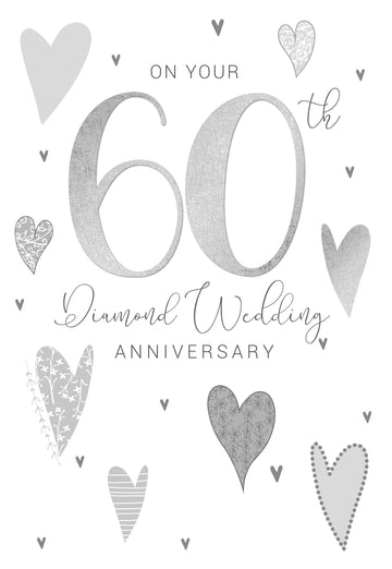 Diamond Wedding Anniversary Hearts Greeting Card