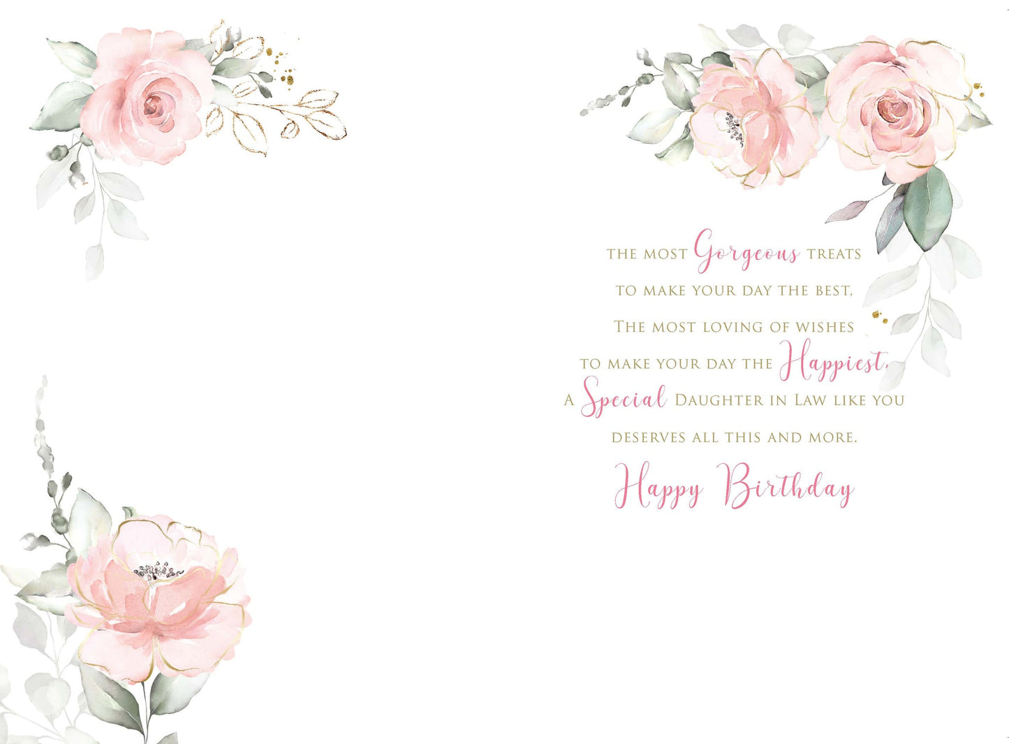 Daughter In Law Birthday Rose Wreath Greeting Card (inside)
