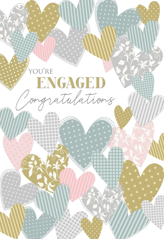 You're Engaged Hearts Greeting Card