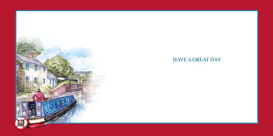 Canal Narrowboat Birthday Greetings Card (inside)