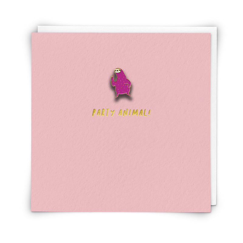 Party Animal Greetings Card With Enamel Pin