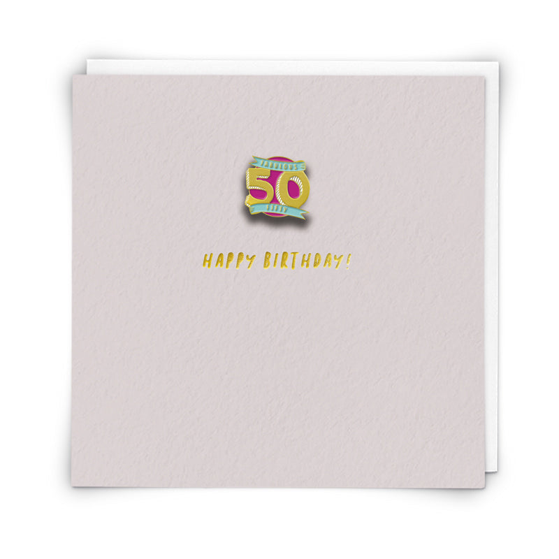 50th Greetings Card With Enamel Pin