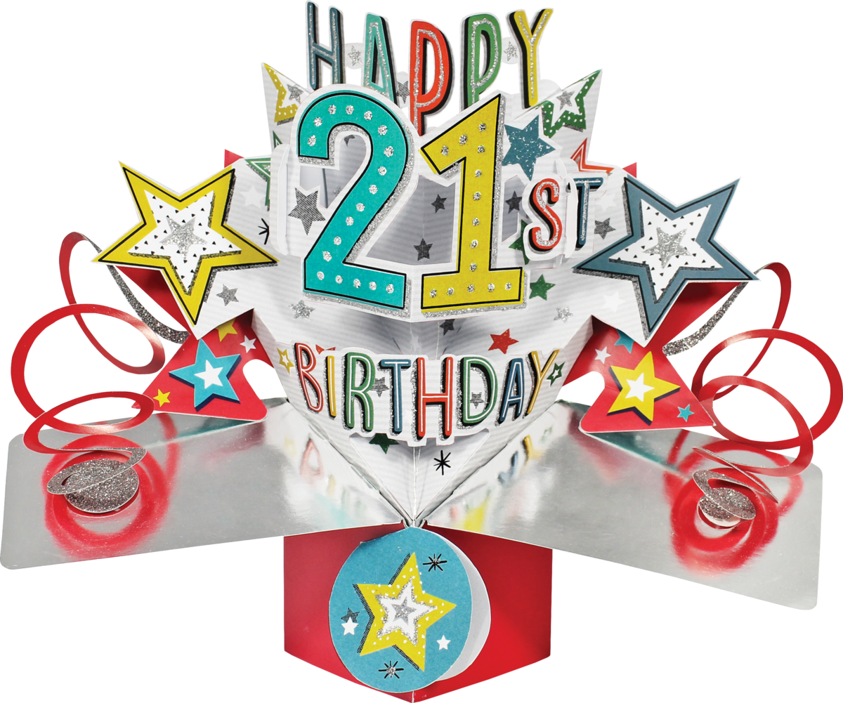 21st Birthday Stars - Pop Up Greetings Card