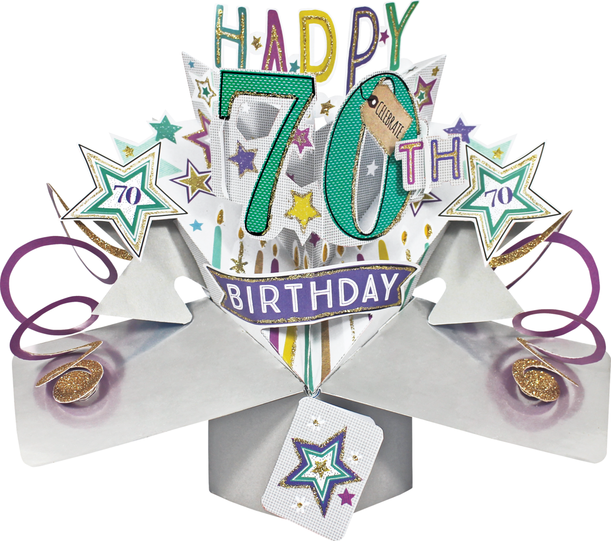 70th Birthday Stars - Pop Up Greetings Card
