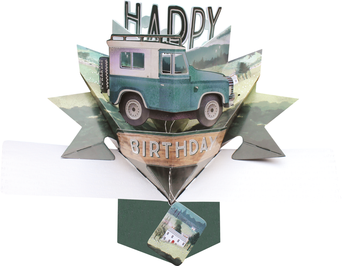 Birthday Land Rover - Pop Up Greetings Card