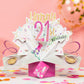21st Birthday Champagne Bottle - Pop Up Greetings Card
