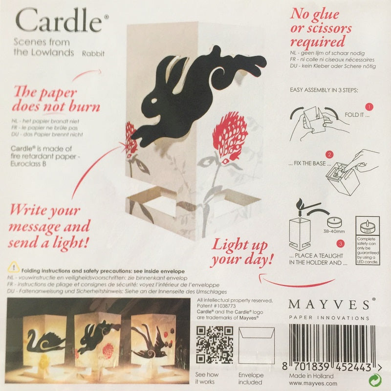 Cardle Candle Holder Greetings Card - Rabbit
