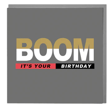 "BOOM It's your Birthday" in bold writing.