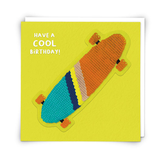 Skateboard Greetings Card With Sequin Patch