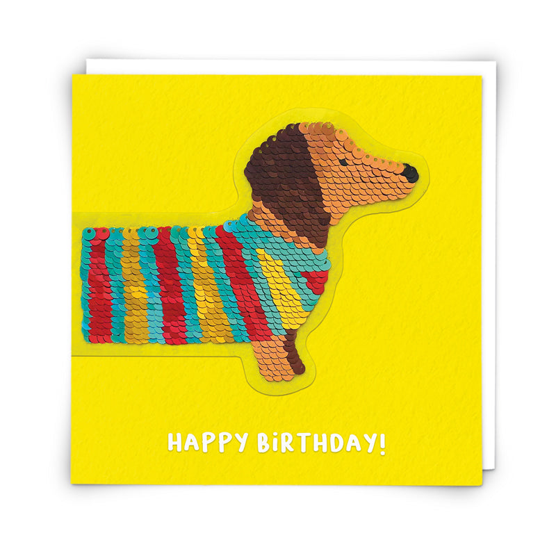 Sequin Dog Greetings Card With Sequin Patch