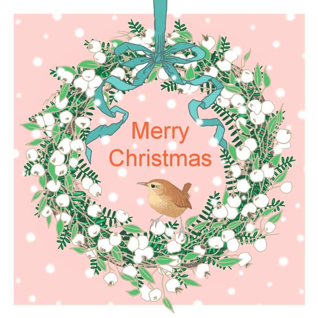 Snowberry Wreath & Wren Umbellifer Charity Christmas Card