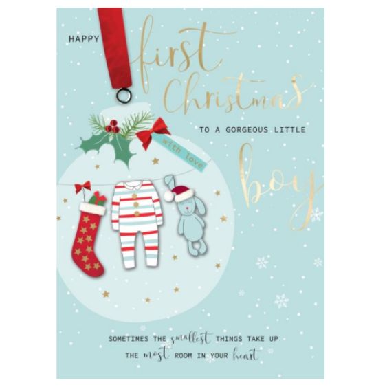 Baby Boy's 1st Christmas Greetings Card