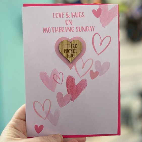 Love & Hugs Mothering Sunday Pocket Hug Greetings Card