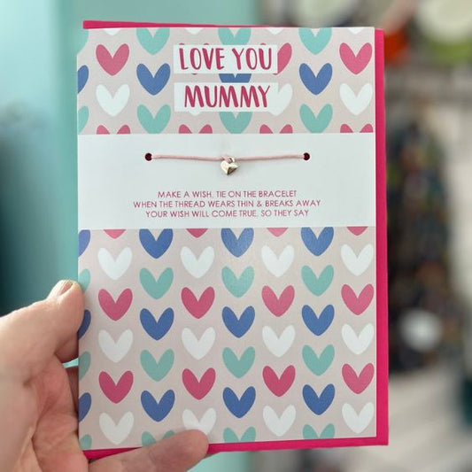 I Love You Mummy Wishstring Bracelet Mother's Day Greetings Card